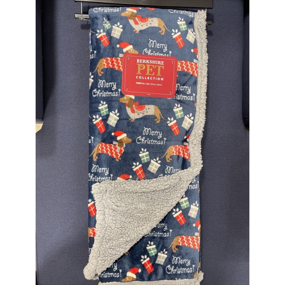 DACHSHUND 50x60” Dog “Merry Christmas” Throw Blanket NEW Berkshire Dachshunds